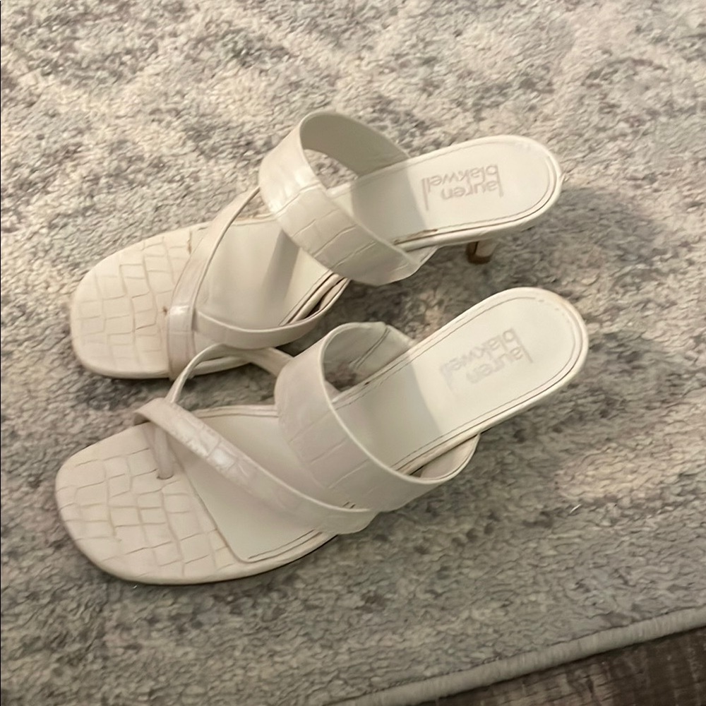 White Slip-On Sandals with Woven Detail